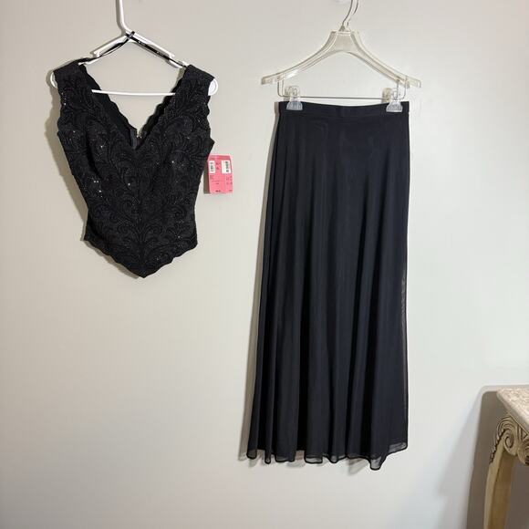 VTG 80s 90s Tadashi Gothic Prom Formal Mesh Skirt Beaded Top Set 6 READ New - Picture 1 of 9